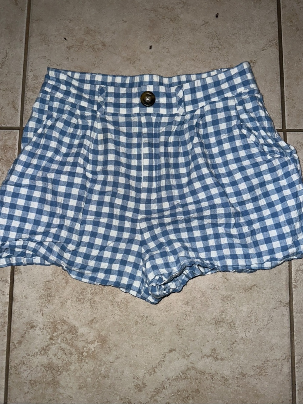 Abound Blue & White Gingham Paperbag Shorts Size Small